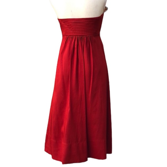 Banana Republic 100% Silk Red Pleated Bust Midi Dress NWT Women’s Size 4 - Picture 3 of 8